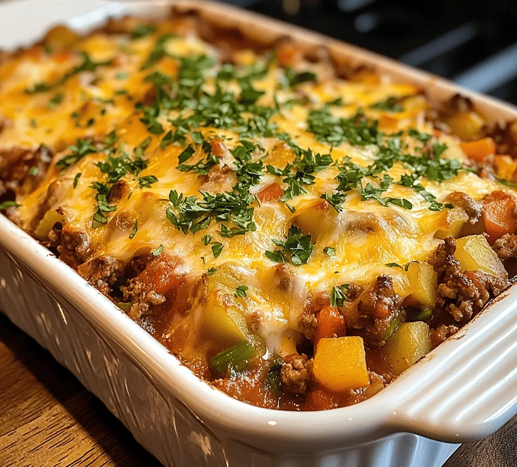 Welcome to the world of comfort food, where a single dish can evoke warmth and nostalgia. The Hobo Casserole Delight with Ground Beef & Potatoes is one such dish that perfectly embodies that sentiment. This hearty casserole combines protein-rich ground beef, tender potatoes, and a medley of vegetables, all baked to perfection in one pan. It's an ideal meal for busy weeknights or cozy family gatherings, offering not just convenience but also a delicious balance of flavors and nutrition.
