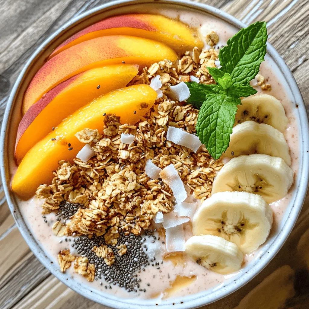 To truly appreciate the Peach Paradise Smoothie Bowl, it’s essential to understand the role of each ingredient and how they contribute to the overall flavor and nutritional profile of the dish. Here’s a closer look at the key components that make this smoothie bowl a deliciously healthy choice.