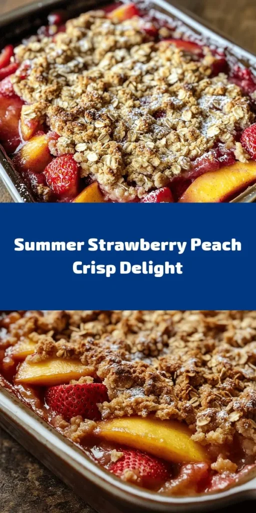Indulge in the sweet flavors of summer with this irresistible Strawberry Peach Crisp! Bursting with fresh strawberries and peaches, this dessert is topped with a crunchy oat and nut crumble. It's easy to make, requiring just 15 minutes of prep time and 30-35 minutes in the oven. Perfect served warm with a scoop of vanilla ice cream. Treat yourself and your loved ones to this delightful crisp—it’s a guaranteed crowd-pleaser! 🍓🍑✨