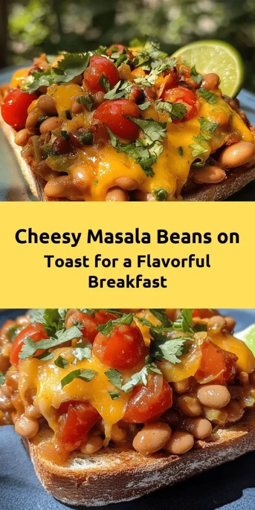 Transform your breakfast or snack time with this delicious Cheesy Masala Beans on Toast! Packed with a medley of mixed beans, flavorful spices, and gooey cheese, this dish is both satisfying and easy to make. Simply sauté onions, garlic, and tomatoes with spices, mix in the beans, and top with melting cheese. Serve it hot on your favorite toasted bread and finish with a squeeze of lime and fresh cilantro for an extra kick. Perfect for any day of the week!