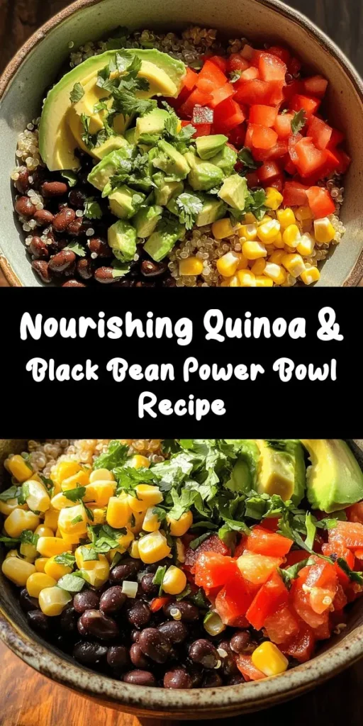 Discover the ultimate Quinoa & Black Bean Power Bowl that’s packed with plant-based goodness! This vibrant bowl features fluffy quinoa, protein-rich black beans, sweet corn, zesty red bell pepper, and creamy avocado, all tossed in a tangy lime dressing. Ready in just 30 minutes, it’s perfect for a quick lunch or dinner. Enjoy it warm or chilled, and don’t forget the fresh cilantro garnish. Healthy eating has never been this delicious!
