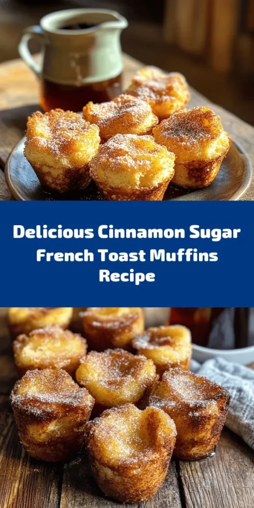 These Cinnamon Sugar French Toast Muffins are the perfect blend of sweet and cozy! Made easily with day-old bread, this recipe transforms classic French toast into portable muffins. With a delightful fluffiness from the eggs and cream, and a crunchy cinnamon sugar topping, they're perfect for breakfast or brunch. Serve warm with your favorite maple syrup for an added touch of sweetness. This family-friendly treat is simple to make and sure to impress!