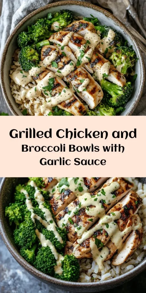 Looking for a healthy and delicious meal? Try these Grilled Chicken & Broccoli Bowls with Creamy Garlic Sauce! Packed with flavor, these bowls feature marinated grilled chicken, tender blanched broccoli, and a rich, creamy garlic sauce made with Greek yogurt. Serve over brown rice or quinoa for a filling dish that’s perfect for meal prep or a family dinner. Customize with Parmesan cheese and fresh parsley for extra taste. Enjoy this tasty, nutritious recipe that’s easy to make!