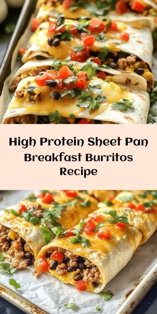 Start your mornings right with these Macro-Friendly, High Protein Sheet Pan Breakfast Burritos! Packed with eggs, egg whites, black beans, colorful peppers, turkey sausage, and a sprinkle of cheese, they're not only delicious but also easy to make. Just mix, bake, and roll! Perfect for meal prep, each burrito is a nutritious grab-and-go option. Serve with salsa or hot sauce for an extra kick. Enjoy a wholesome breakfast that fuels your day!