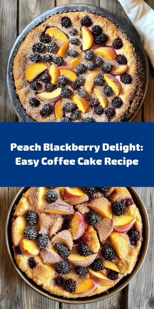 Indulge in a slice of this Peach Blackberry Coffee Cake that's perfect for breakfast or dessert! Bursting with fresh peaches and blackberries, this soft and fluffy cake is topped with a delicious cinnamon-brown sugar layer. Easy to make and baked to perfection, it's sure to impress your family and friends. Enjoy it warm with a cup of coffee, or savor it at room temperature. Discover the recipe and elevate your baking game today!