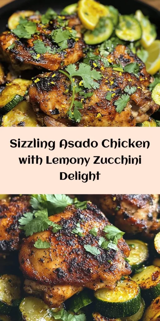 Fire up your taste buds with this mouthwatering Sizzling Asado Chicken paired with Zesty Lemon Zucchini! Marinated in a flavorful blend of soy sauce, orange juice, and spices, the juicy chicken thighs are grilled to perfection, while the sautéed zucchini adds a fresh, zesty touch. Perfect for a weeknight dinner or a weekend gathering, this recipe is easy to follow and packed with vibrant flavors. Enjoy a delightful meal that’s sure to impress!